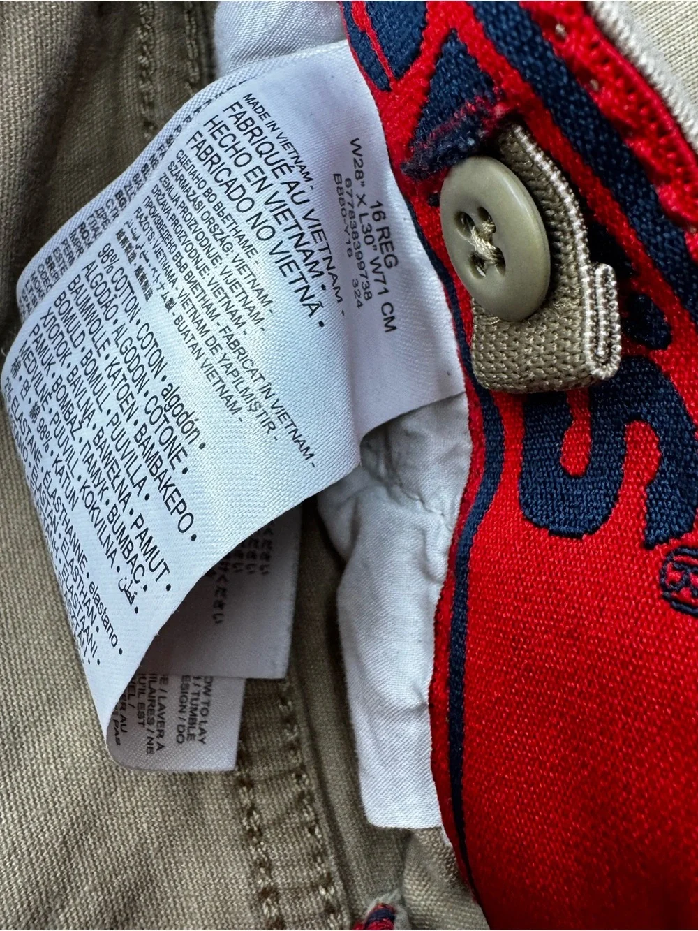 5/$25 Levi's Khaki Casual Chino Pants with Red Waistband Detail size 16